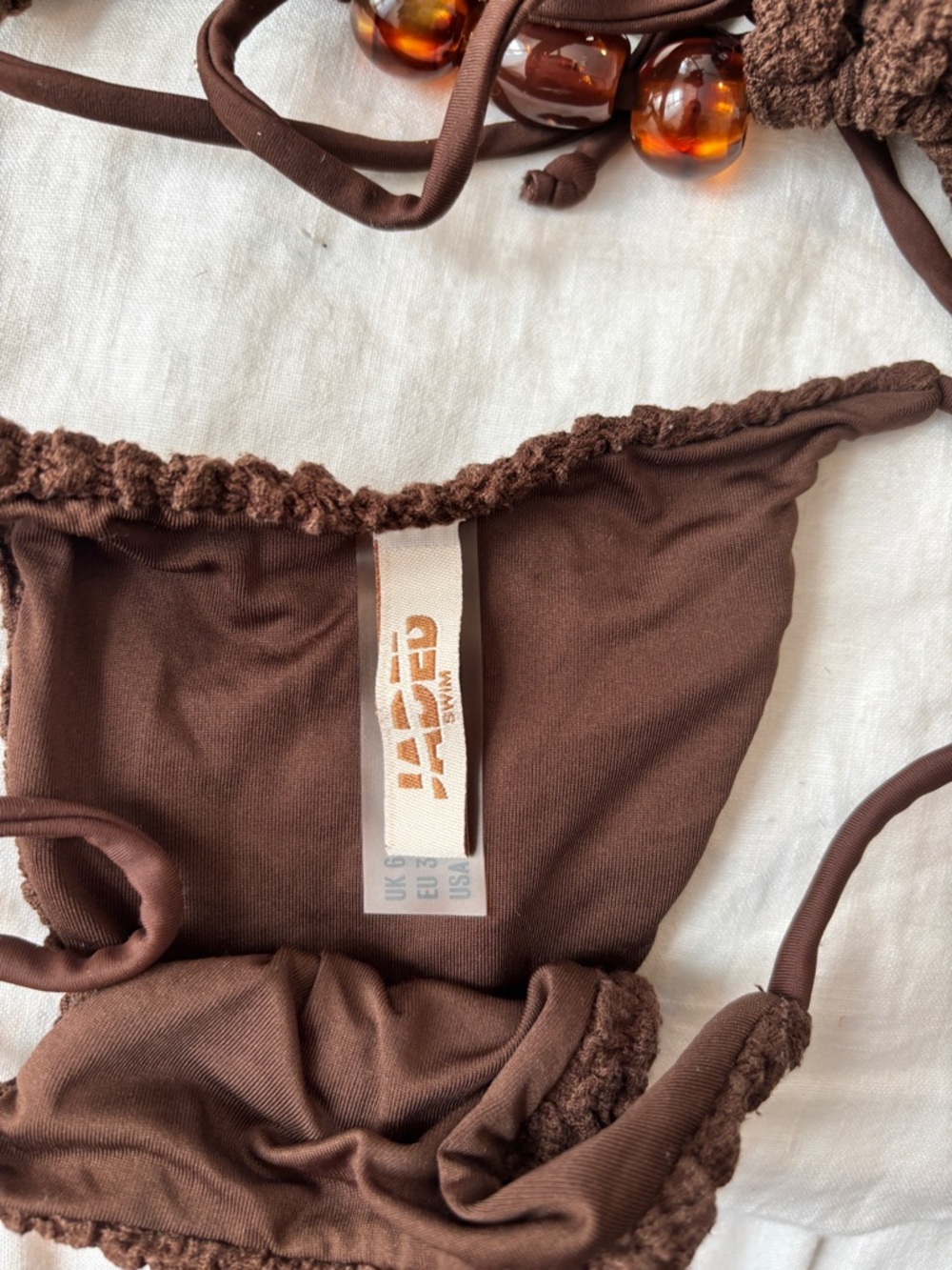 Jaded London Brown Textured String Bikini - Picture 3 of 4